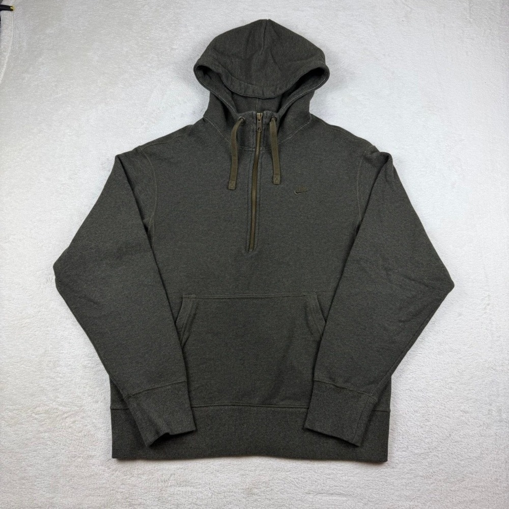 Nike Sportswear 1/2 Pullover Hoodie Olive Green Mini Swoosh Men's M 266623-300
